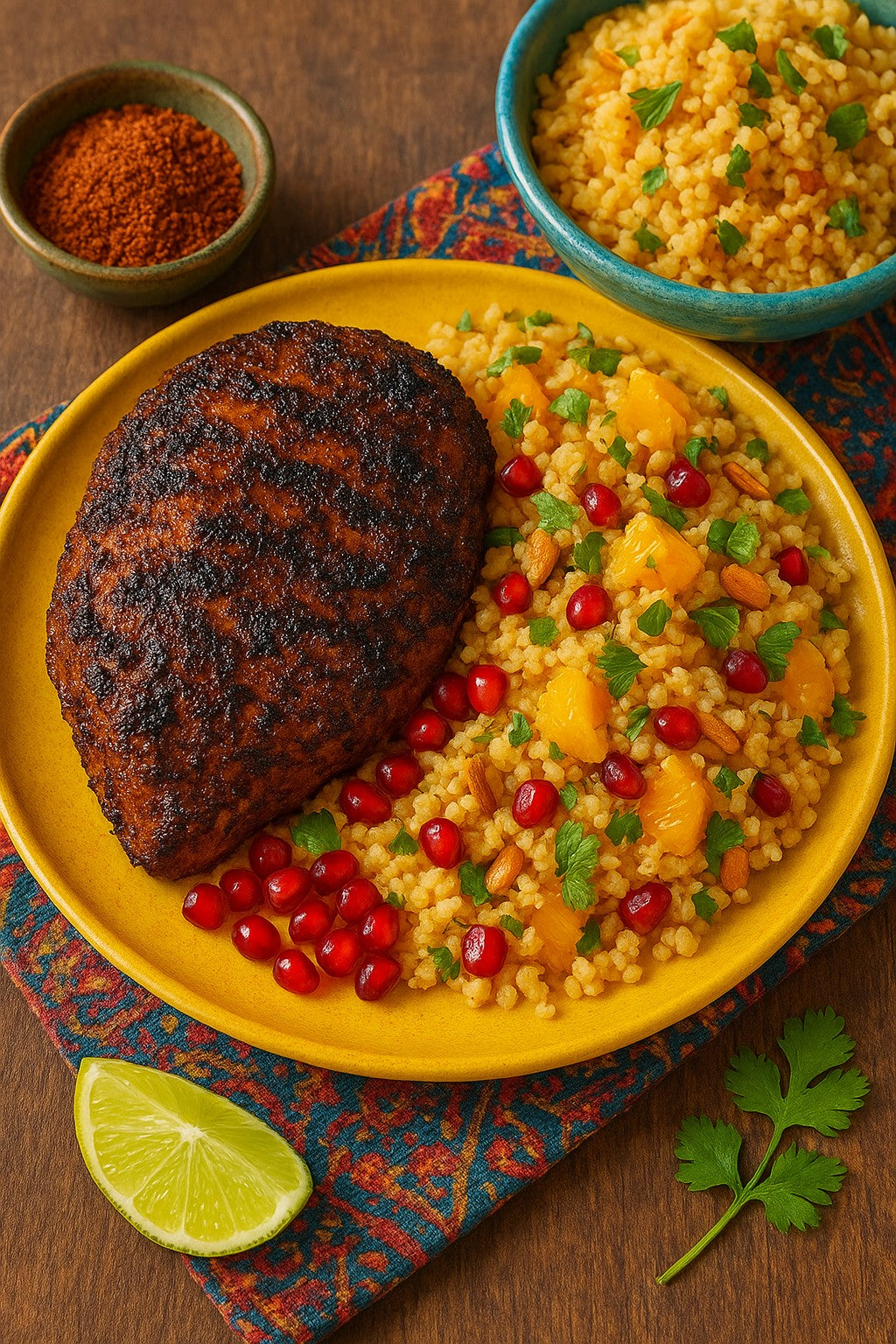 🌶️ Rollicking Buckaroo Espresso-Rubbed Moroccan Chicken with Citrus Couscous