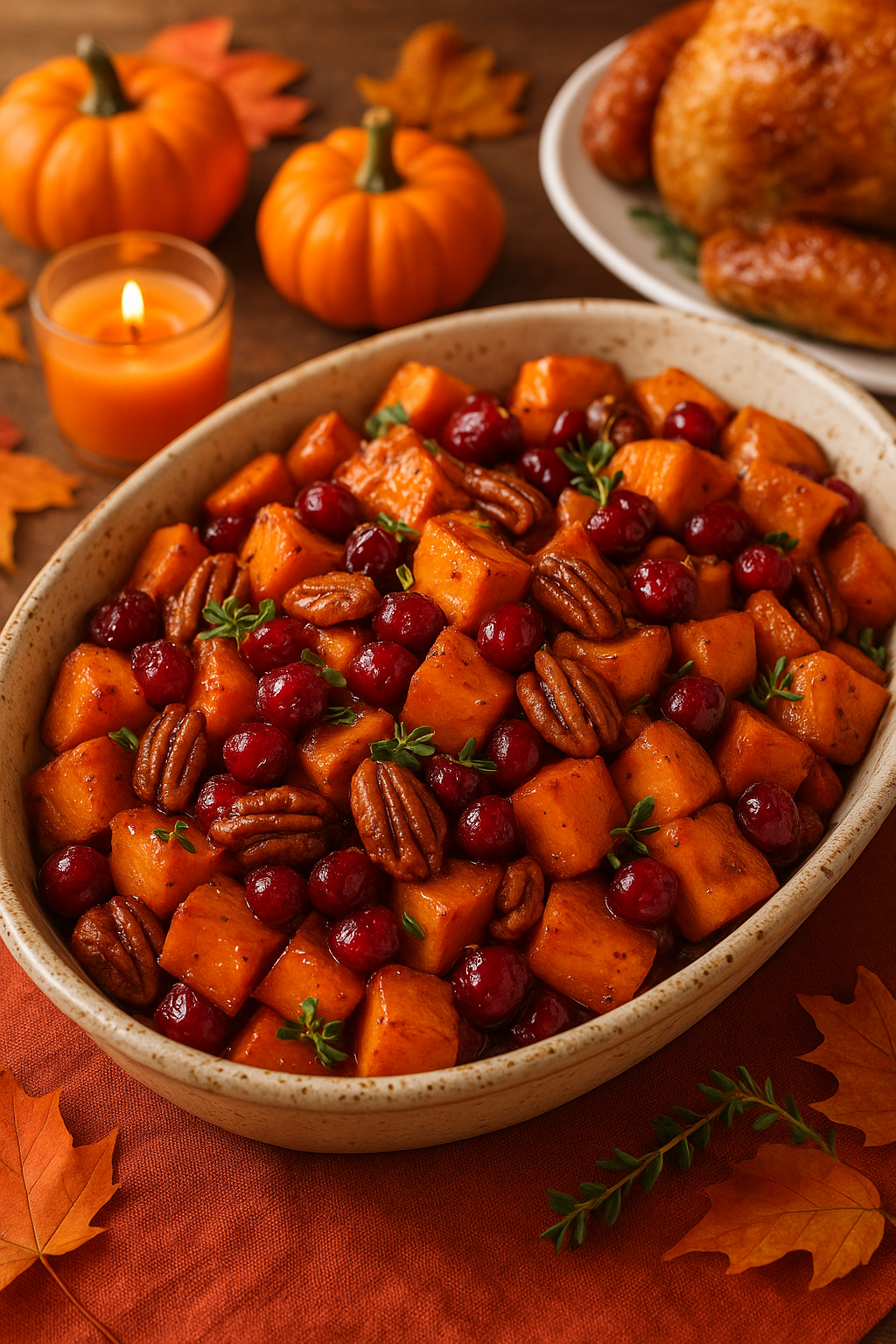 🍂 Rollicking Buckaroo Glazed Roasted Sweet Potatoes with Cranberries & Pecans