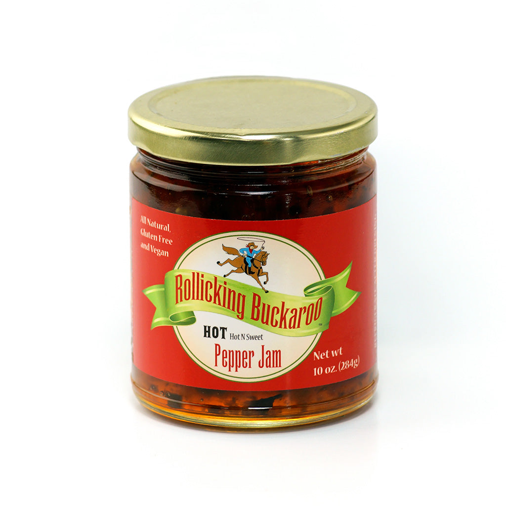 rollicking buckaroo hot pepper jam jar