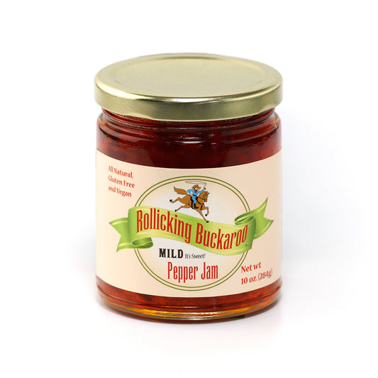 rollicking buckaroo mild pepper jam jar