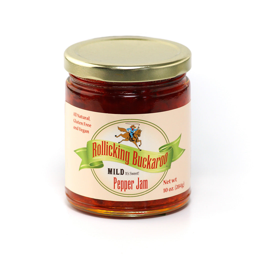 rollicking buckaroo mild pepper jam jar