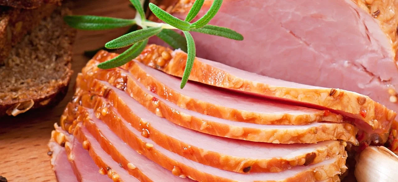 slices of ham prepared to be served