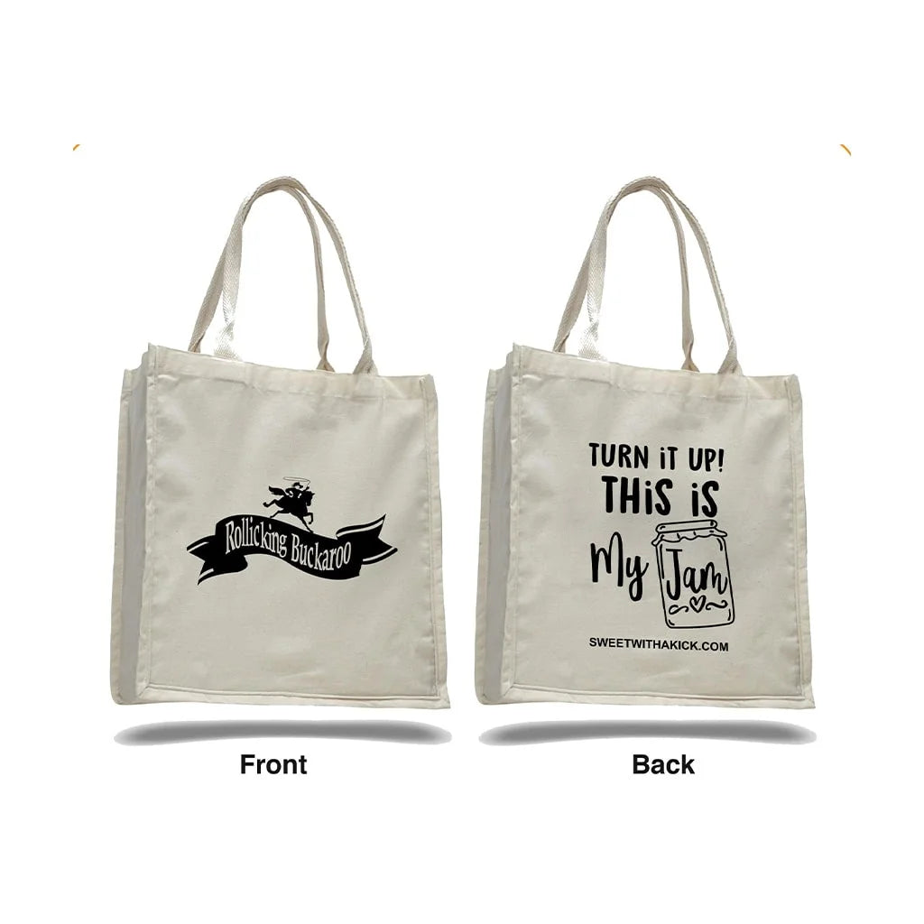 Rollicking Buckaroo canvas bag white