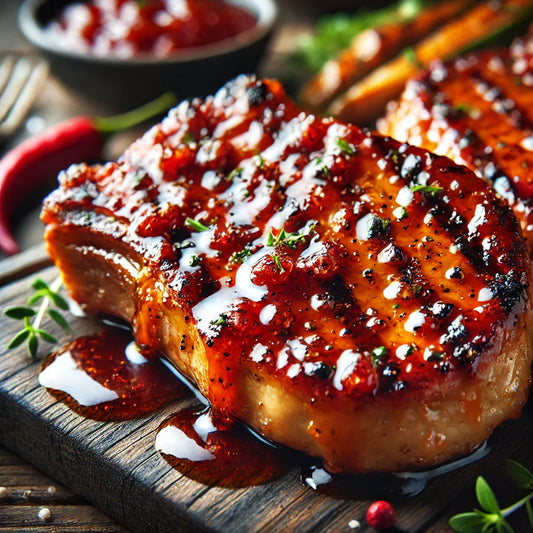 Sticky Sweet & Spicy Glazed Pork Chops