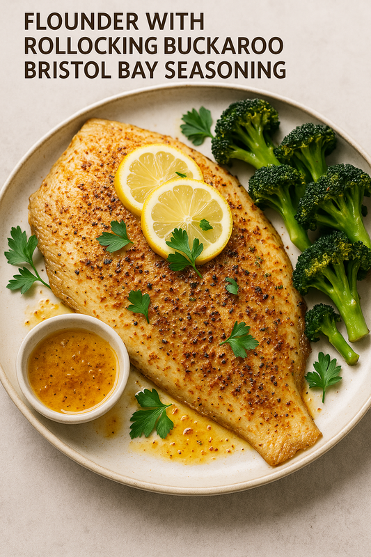 Flounder with Rollicking Buckaroo Bristol Bay Seasoning