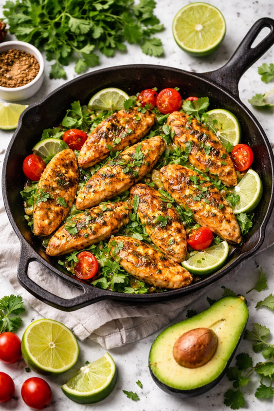 🌿🍋 Adobo Lime Vegan Chicken Skillet with Citrus & Herbs
