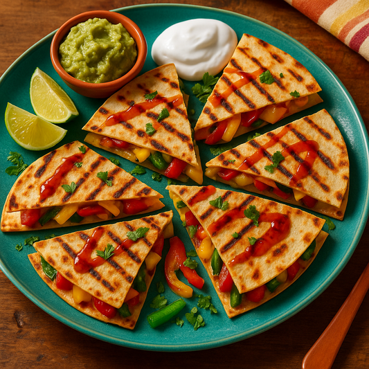 🧀 Grilled Pepper Jam & Veggie Quesadilla Wedges
