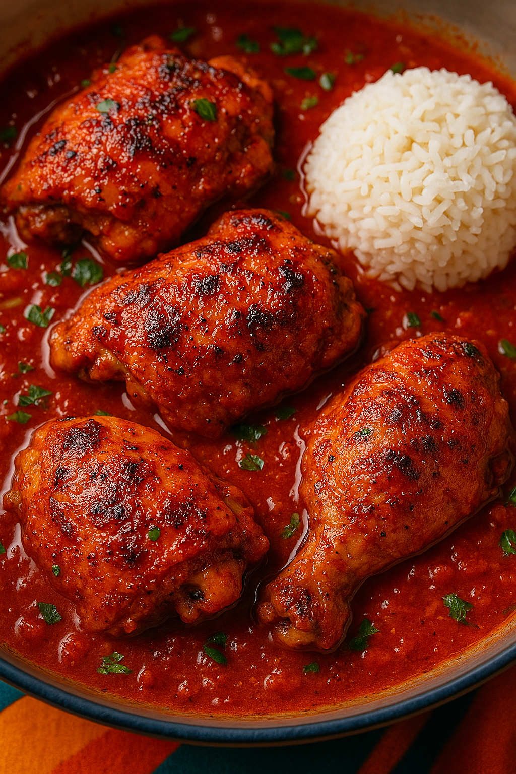 West African Kickin' Chicken Suya Skewers with Tangy Tomato-Peanut Drizzle