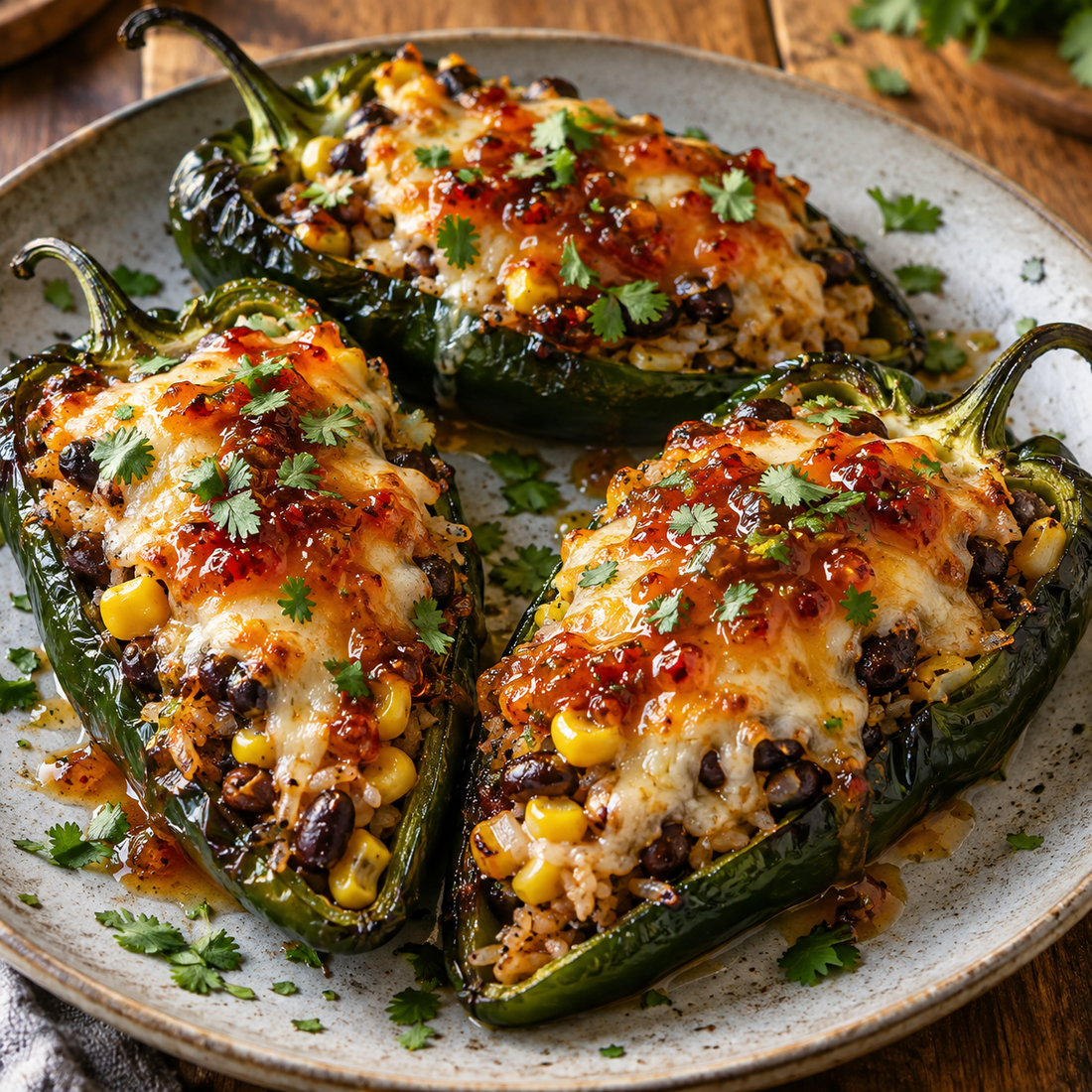 Pepper Jam–Glazed Stuffed Poblano Peppers 🌶️