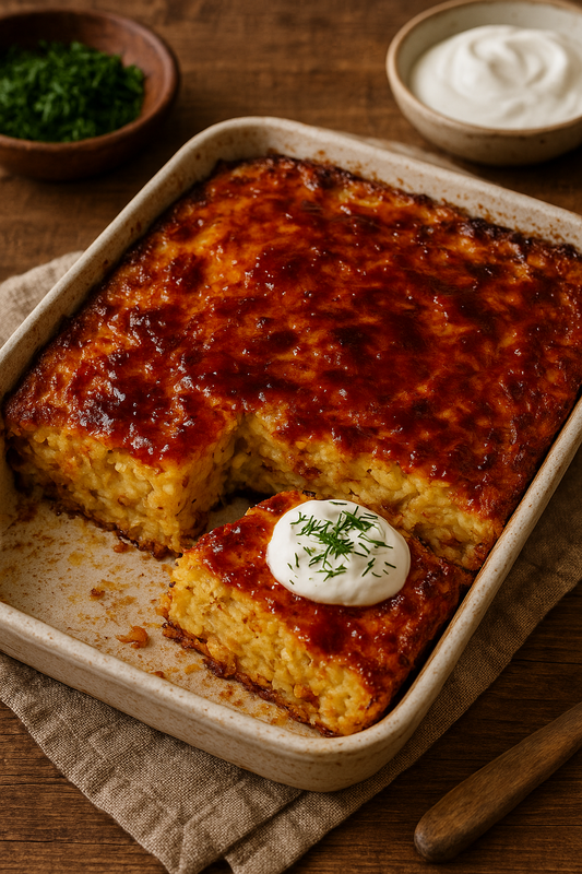 🥔 Lithuanian Pepper Jam Kugelis (Potato Pudding) with Savory Buckaroo Glaze
