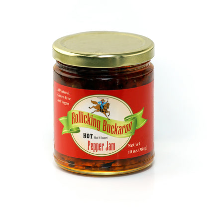 rollicking buckaroo hot pepper jam jar 