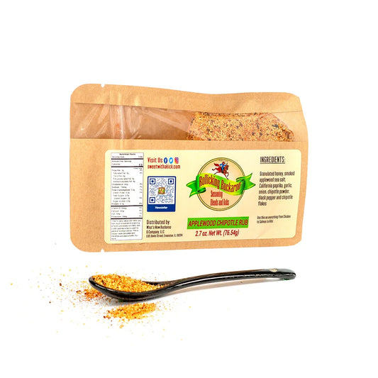 applewood chipotle rub seasoning blend pouch and spoon with seasoning on it